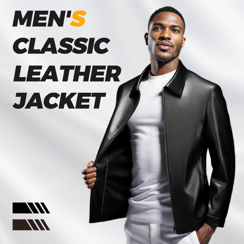 💥Men's Tough Vibe Leather Jacket – Slim Fit Design, Retro Hardware for Biker & Casual Looks