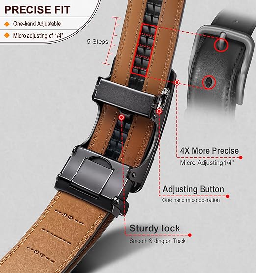 🚀24 hours shipping from UK🚀Leather Ratchet Belt With Adjustable Buckle