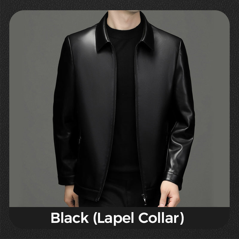 💥Men's Tough Vibe Leather Jacket – Slim Fit Design, Retro Hardware for Biker & Casual Looks