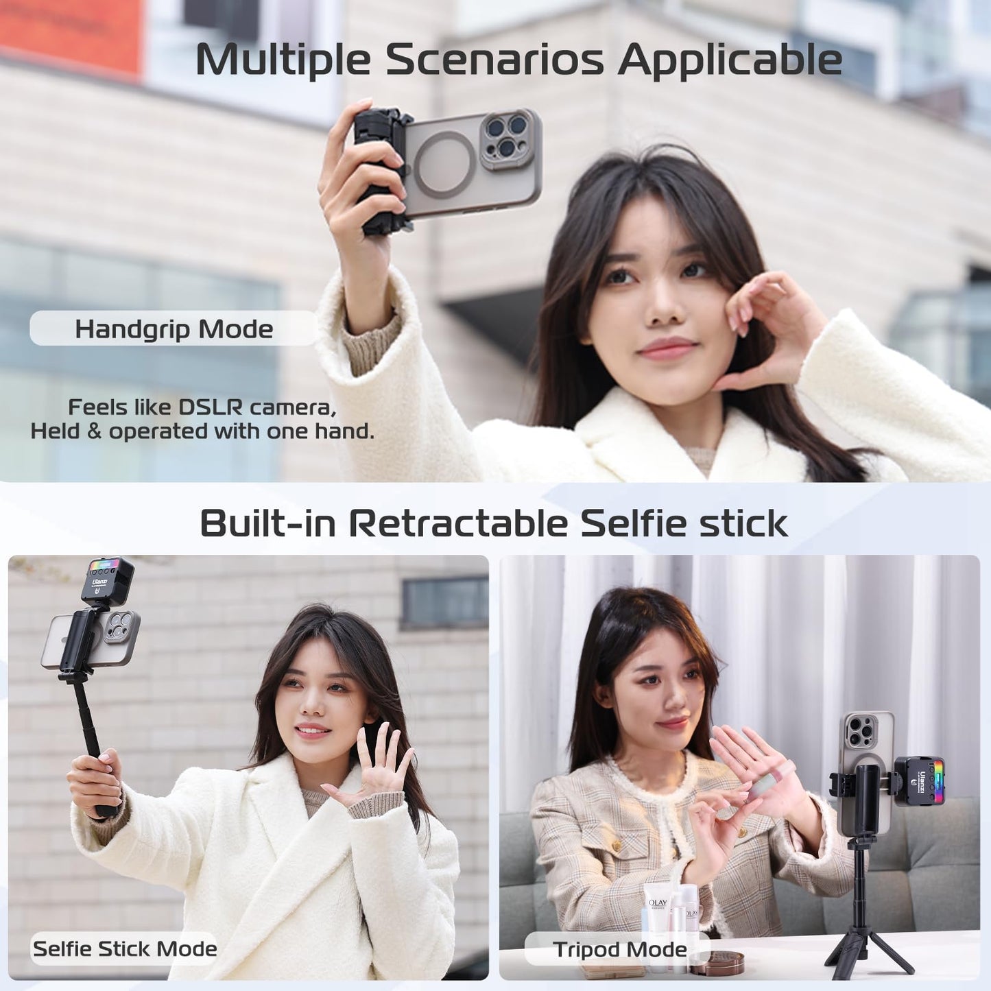 🔥2025 NEW SALES🔥Extendable Grip Phone Tripod with Detachable Remote Pocket Size