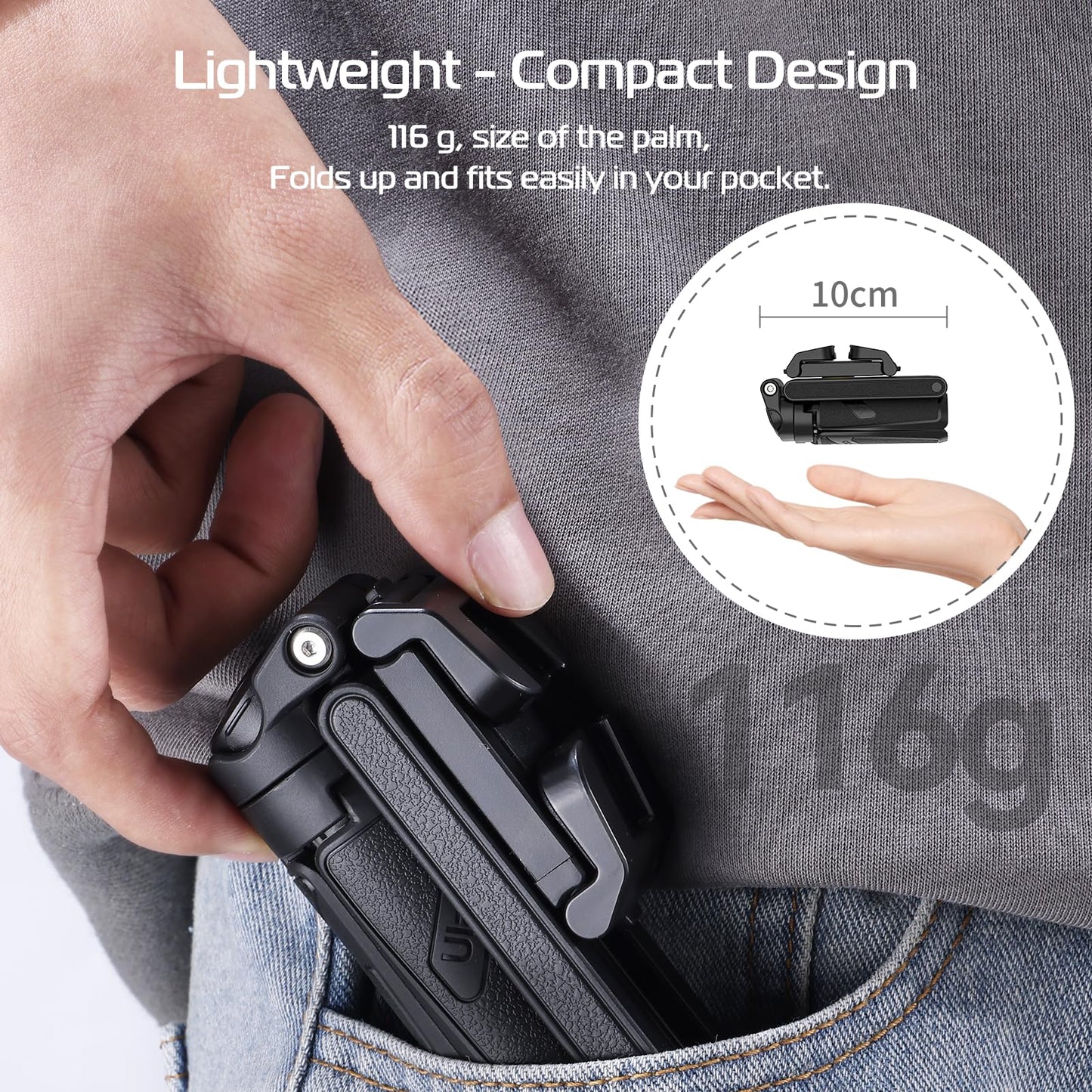 🔥2025 NEW SALES🔥Extendable Grip Phone Tripod with Detachable Remote Pocket Size
