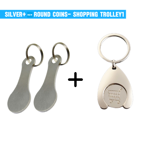 2 Pieces Stainless Steel Shopping Trolley Token Keyrings