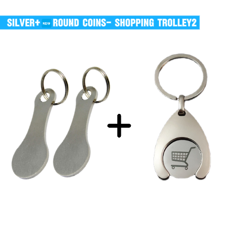 2 Pieces Stainless Steel Shopping Trolley Token Keyrings