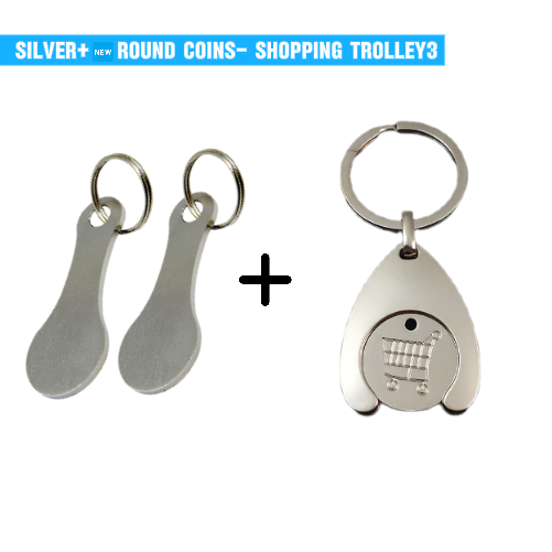 2 Pieces Stainless Steel Shopping Trolley Token Keyrings