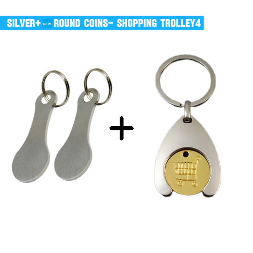 2 Pieces Stainless Steel Shopping Trolley Token Keyrings