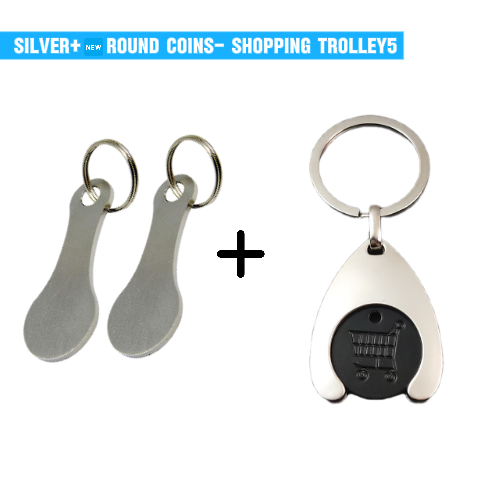 2 Pieces Stainless Steel Shopping Trolley Token Keyrings