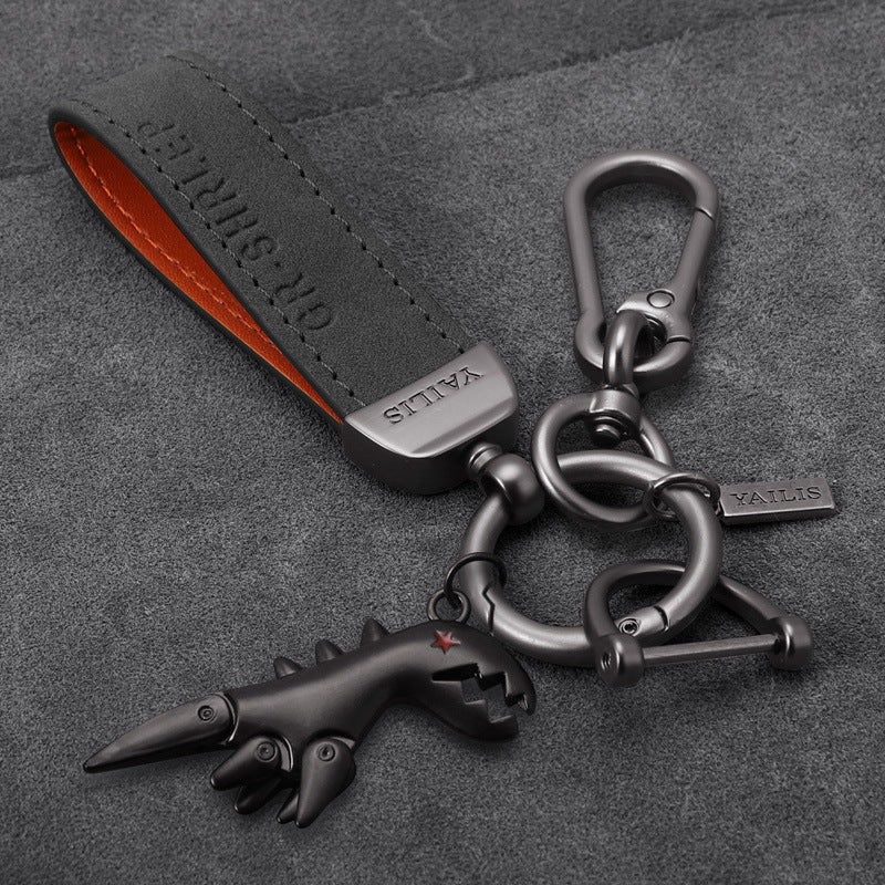 Aluminum Alloy Dinosaur Charm Paired with Suede Leather Bracelet