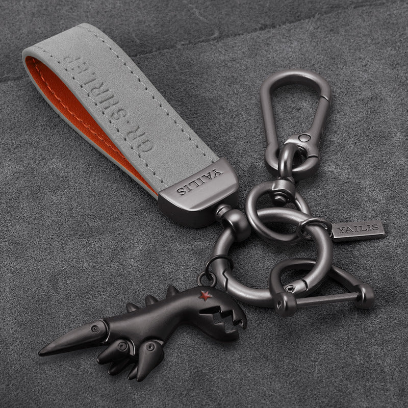 Aluminum Alloy Dinosaur Charm Paired with Suede Leather Bracelet