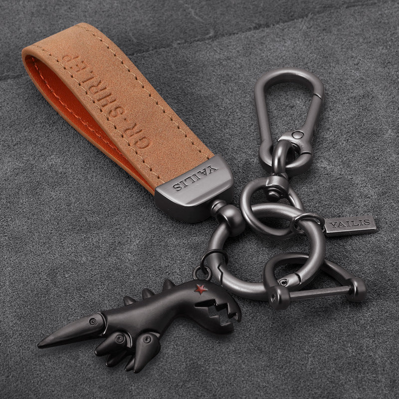 Aluminum Alloy Dinosaur Charm Paired with Suede Leather Bracelet