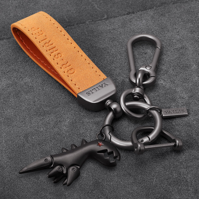 Aluminum Alloy Dinosaur Charm Paired with Suede Leather Bracelet