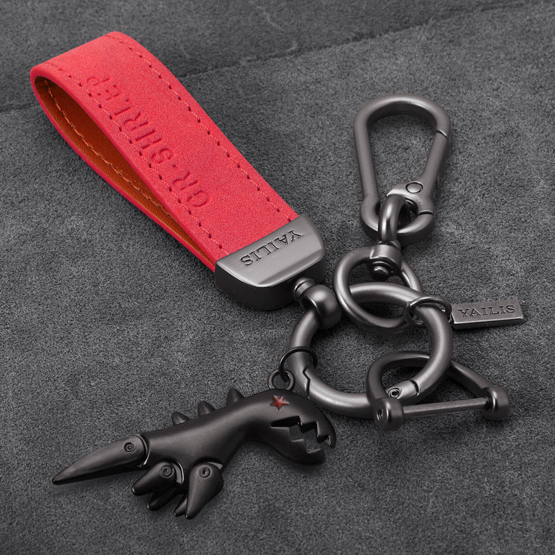Aluminum Alloy Dinosaur Charm Paired with Suede Leather Bracelet