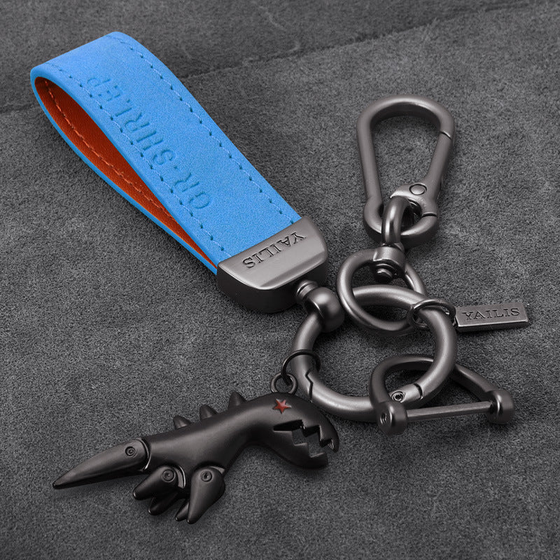 Aluminum Alloy Dinosaur Charm Paired with Suede Leather Bracelet