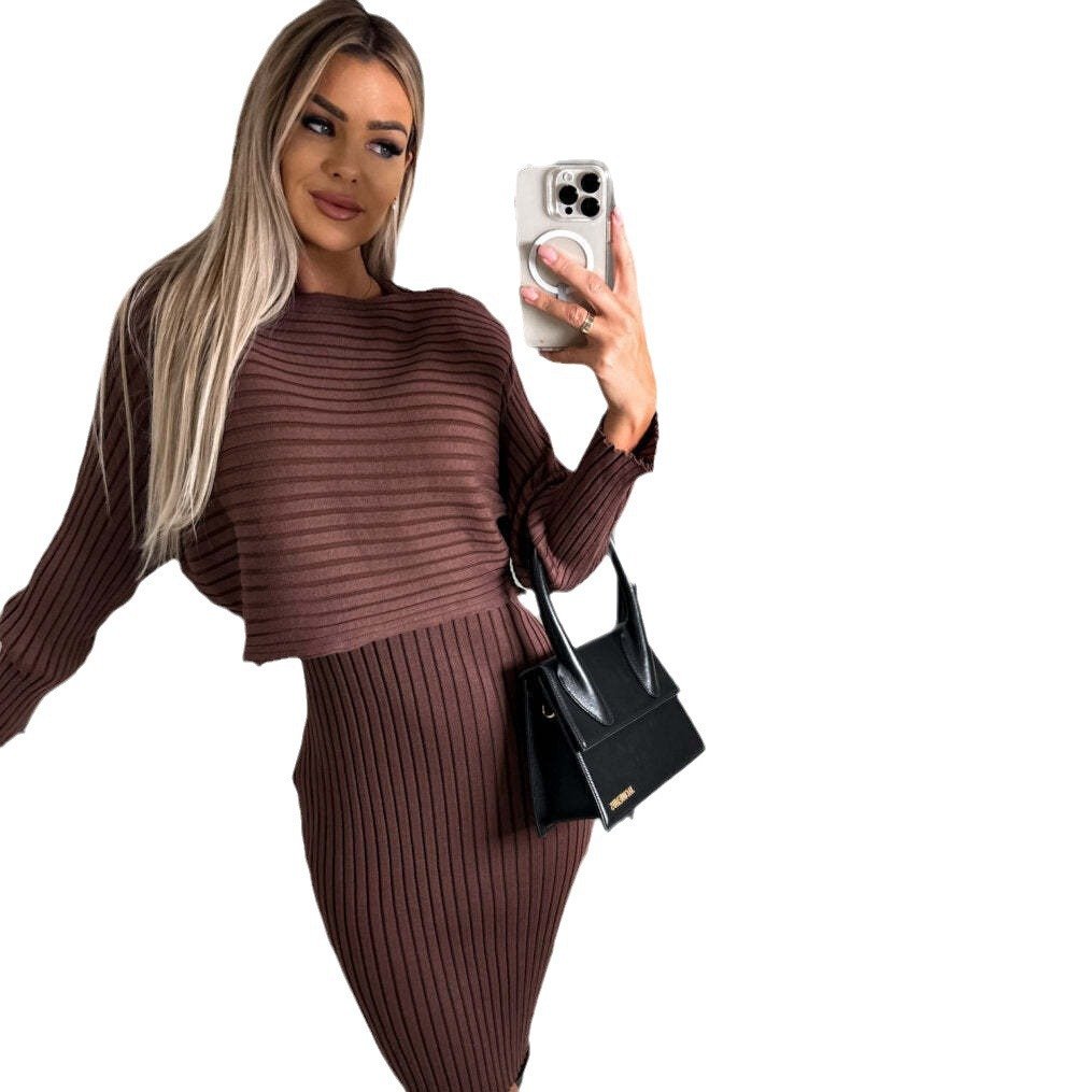 🌷👗Knit Pullover Sweater and Cami Dress Set