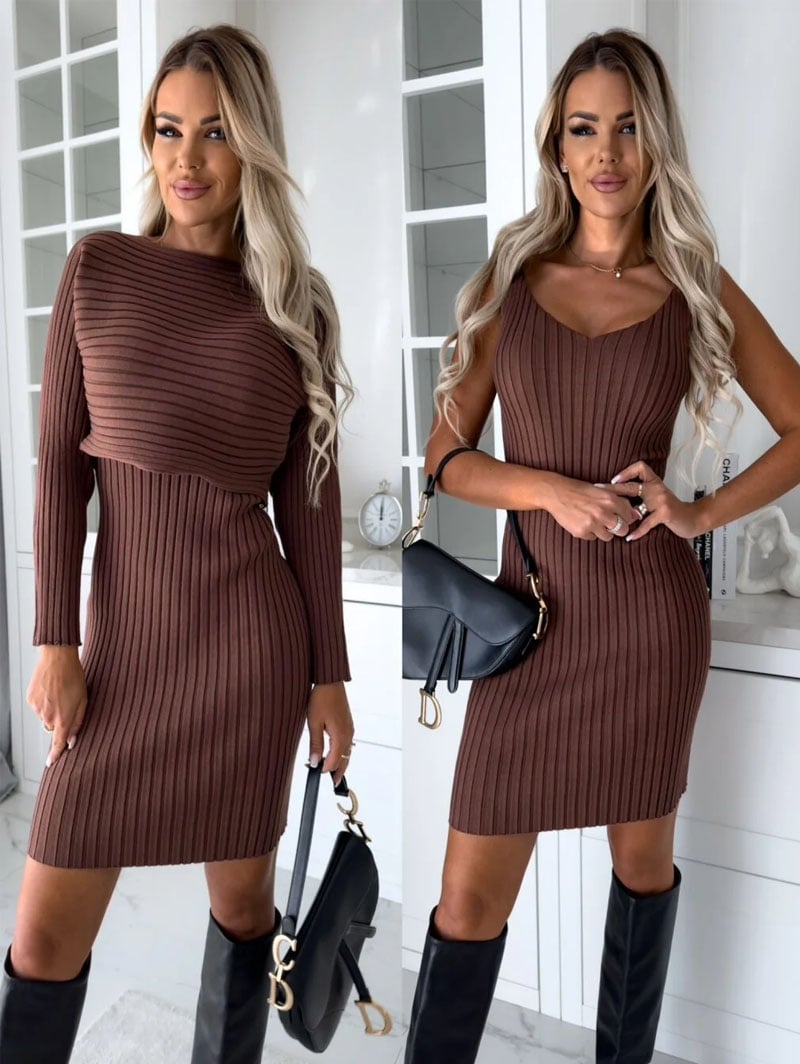 🌷👗Knit Pullover Sweater and Cami Dress Set