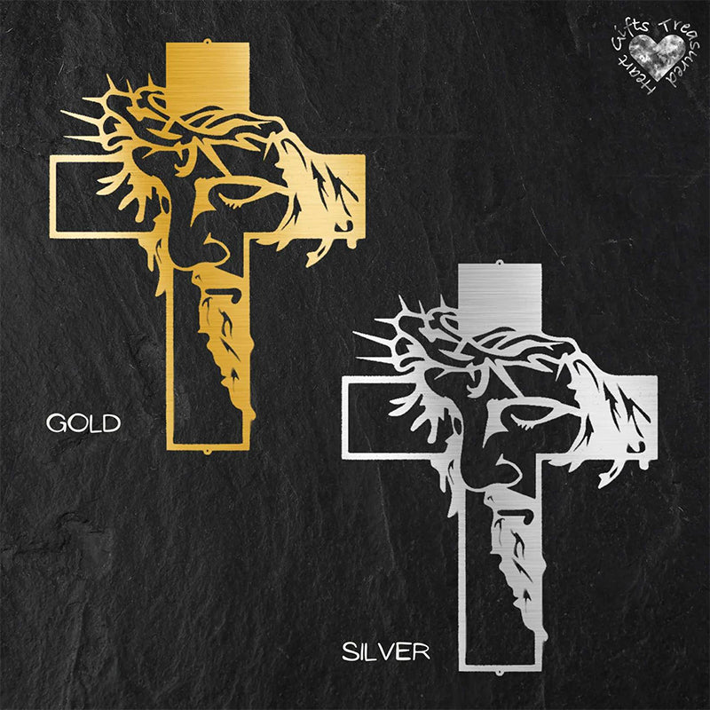 Jesus Cross Metal Sign Christ Wall Decoration
