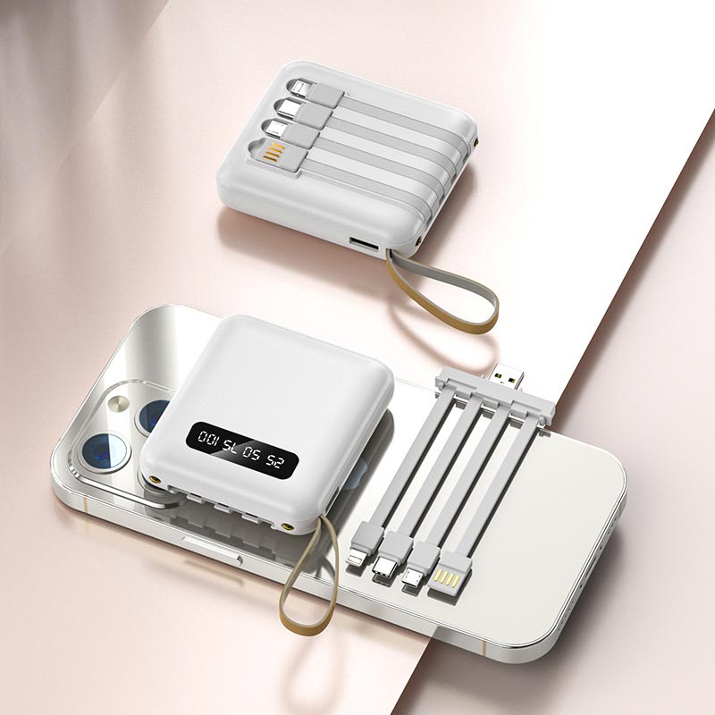 ⚡Fast Charging Mini Power Bank with Built-in Cables