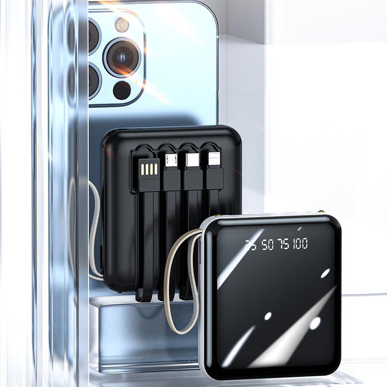 ⚡Fast Charging Mini Power Bank with Built-in Cables