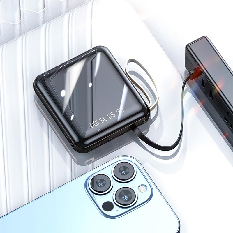 ⚡Fast Charging Mini Power Bank with Built-in Cables