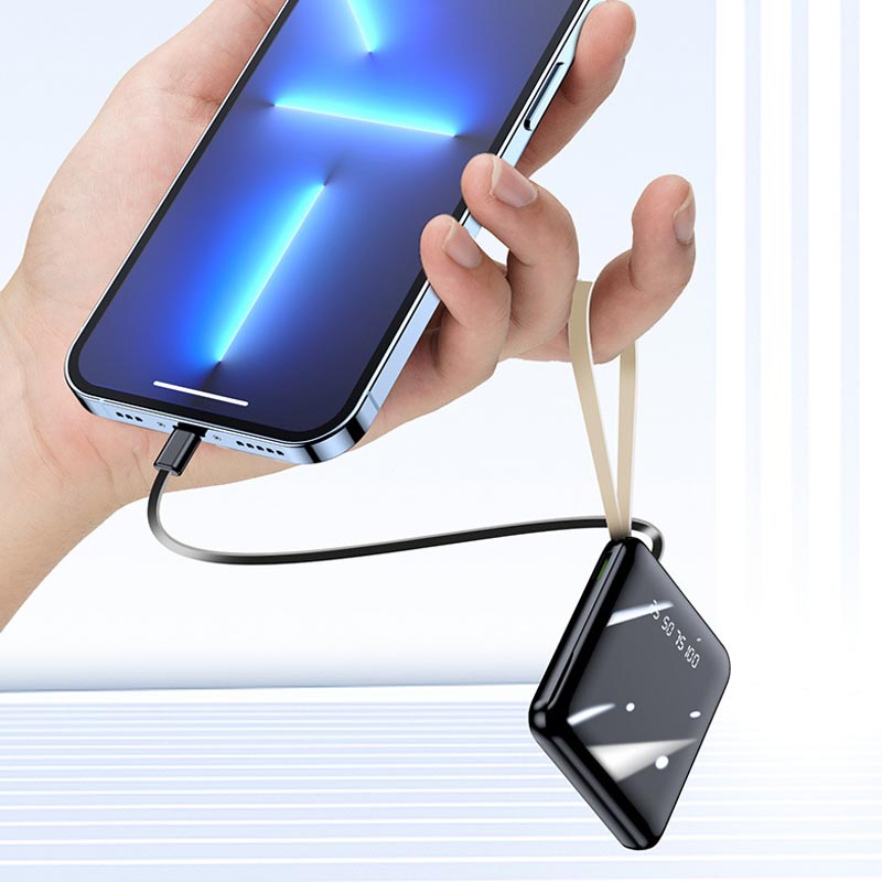 ⚡Fast Charging Mini Power Bank with Built-in Cables