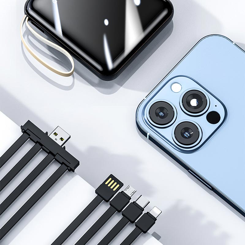 ⚡Fast Charging Mini Power Bank with Built-in Cables