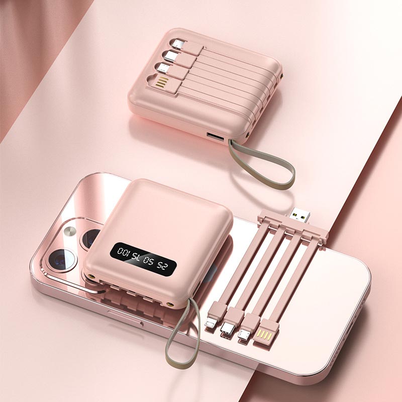 ⚡Fast Charging Mini Power Bank with Built-in Cables