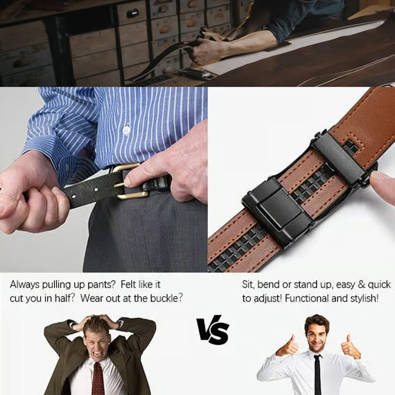 🚀24 hours shipping from UK🚀Leather Ratchet Belt With Adjustable Buckle