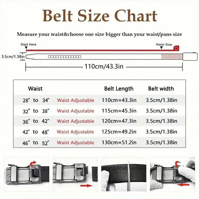 🚀24 hours shipping from UK🚀Leather Ratchet Belt With Adjustable Buckle