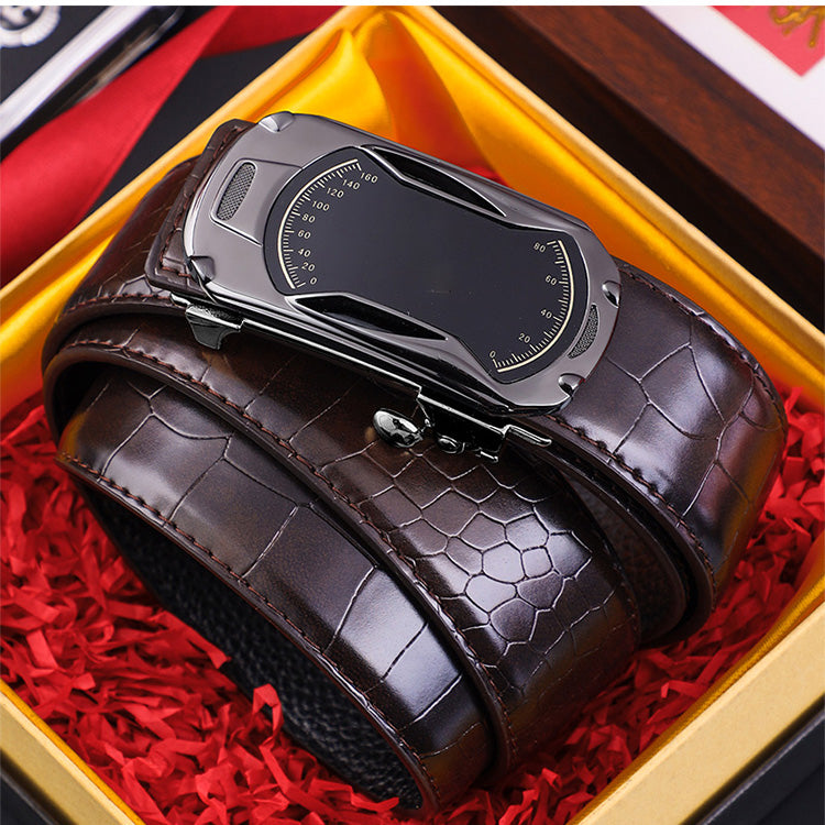 Men's Crocodile Pattern Automatic Buckle Belt