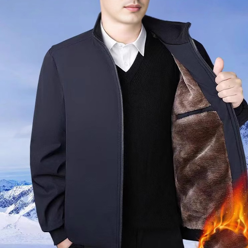 Hot Sale🏆Men's Solid Color Zip Up Warm Jacket -💪Anti-wrinkle, windproof, rainproof and snowproof!