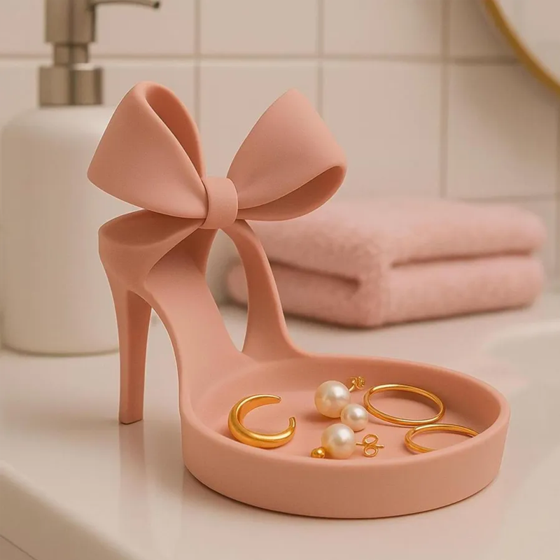 Elegant High Heel Jewelry Holder with Bow
