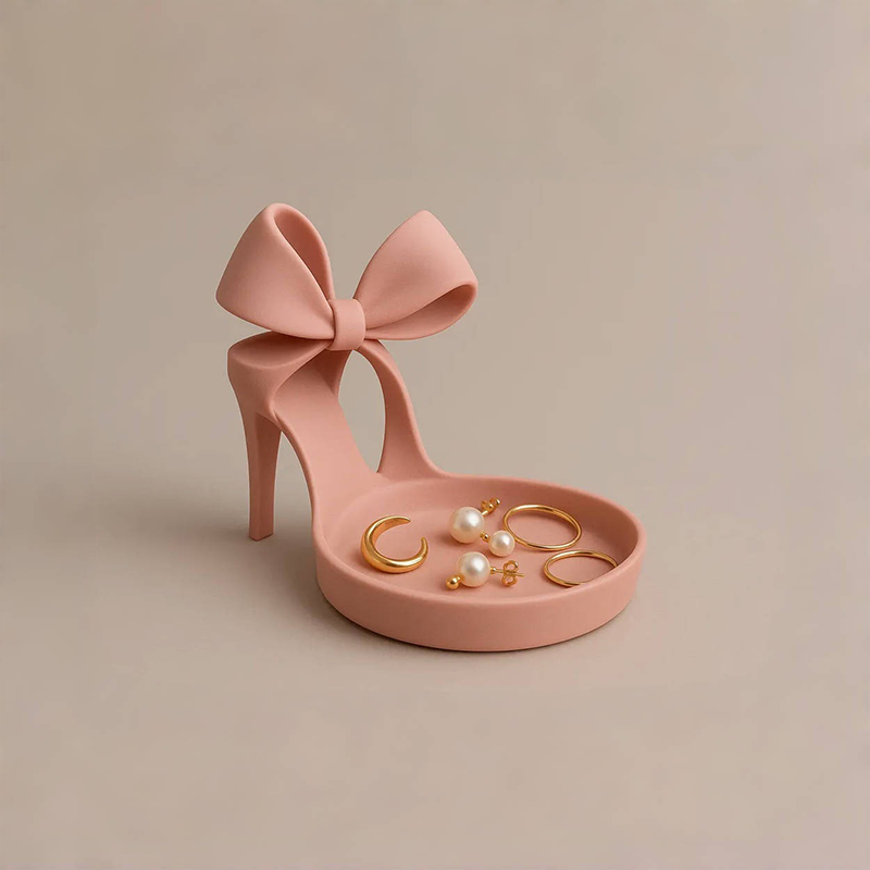 Elegant High Heel Jewelry Holder with Bow