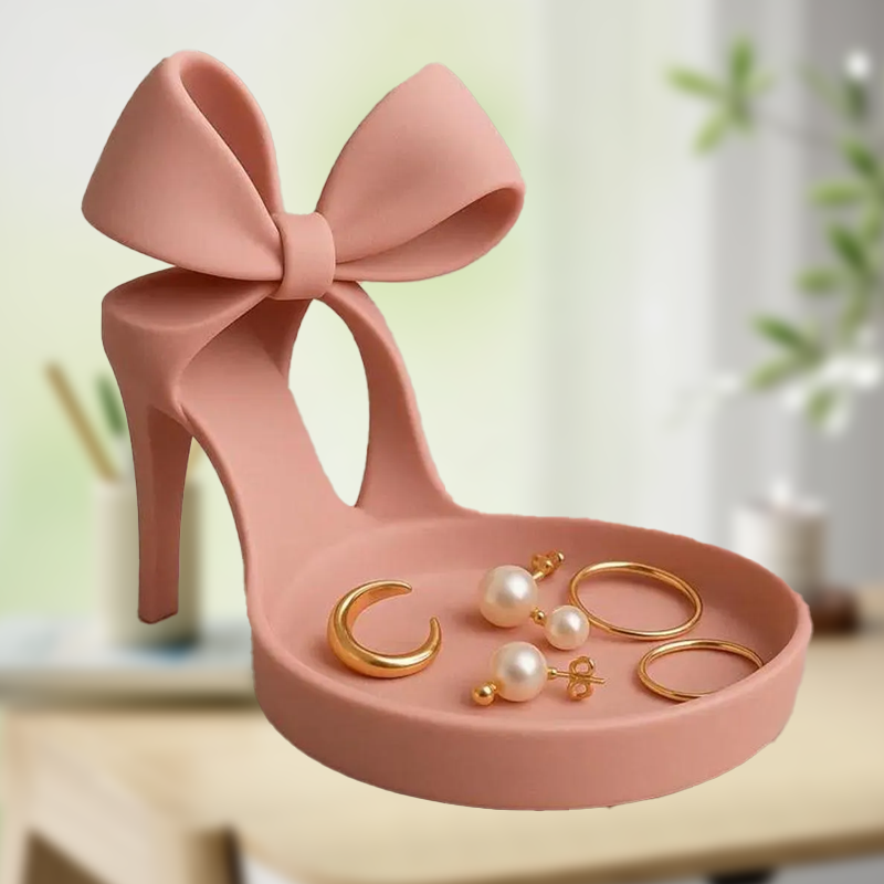 Elegant High Heel Jewelry Holder with Bow