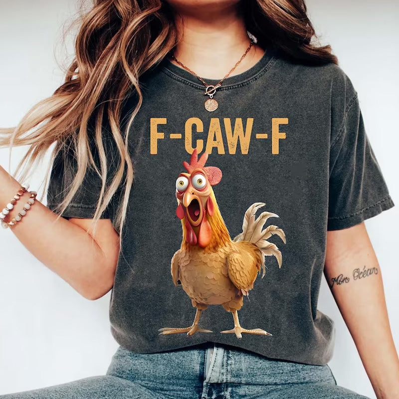 🐓F-Caw-F😍Humorous Chicken Pattern T-Shirt🖤