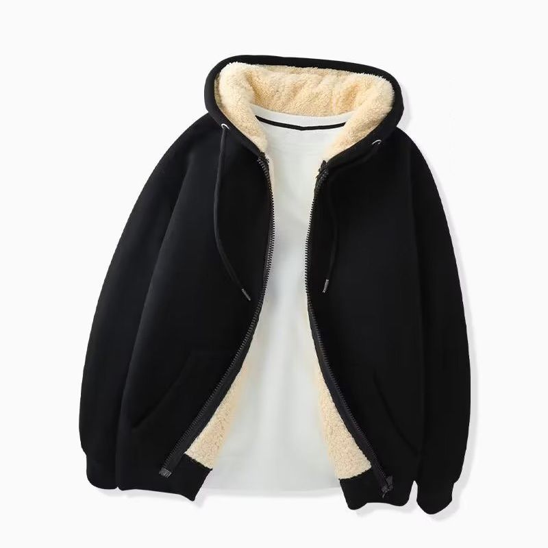Men’s Thickened Faux Cashmere Hoodie Cardigan