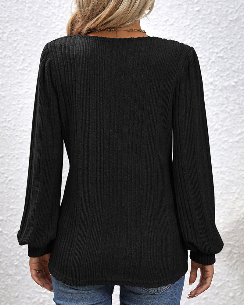 💥Square-neck blouse with lantern sleeves