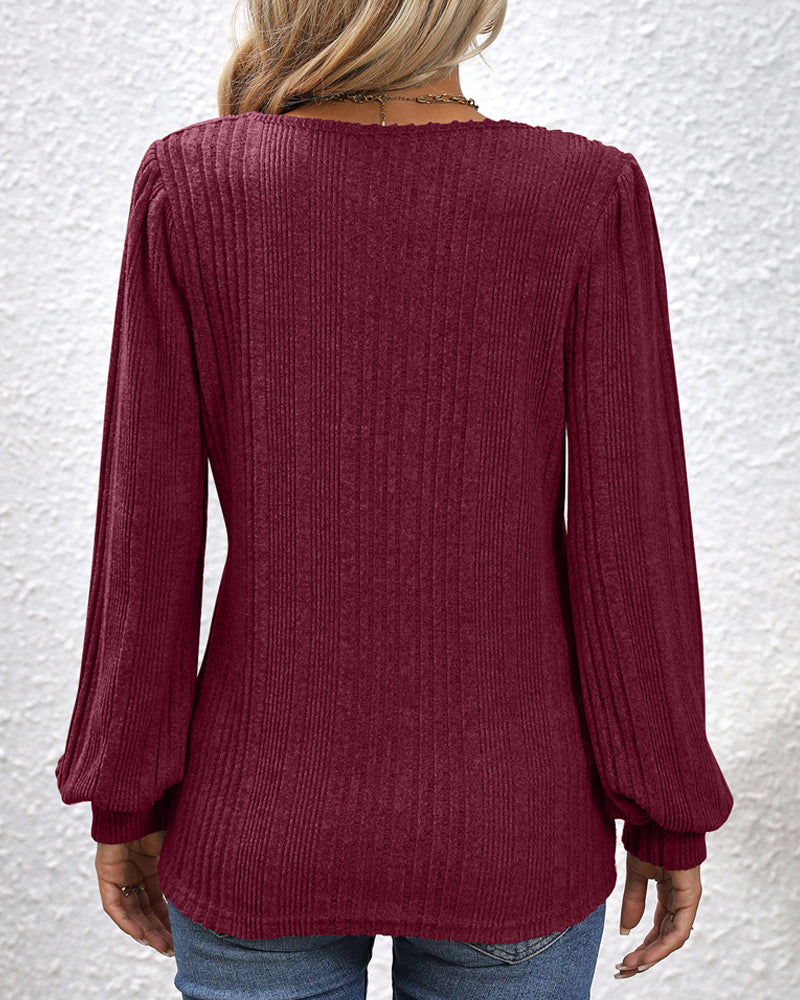 💥Square-neck blouse with lantern sleeves
