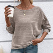 💗Solid Round-Neck Striped Top with Long Sleeves