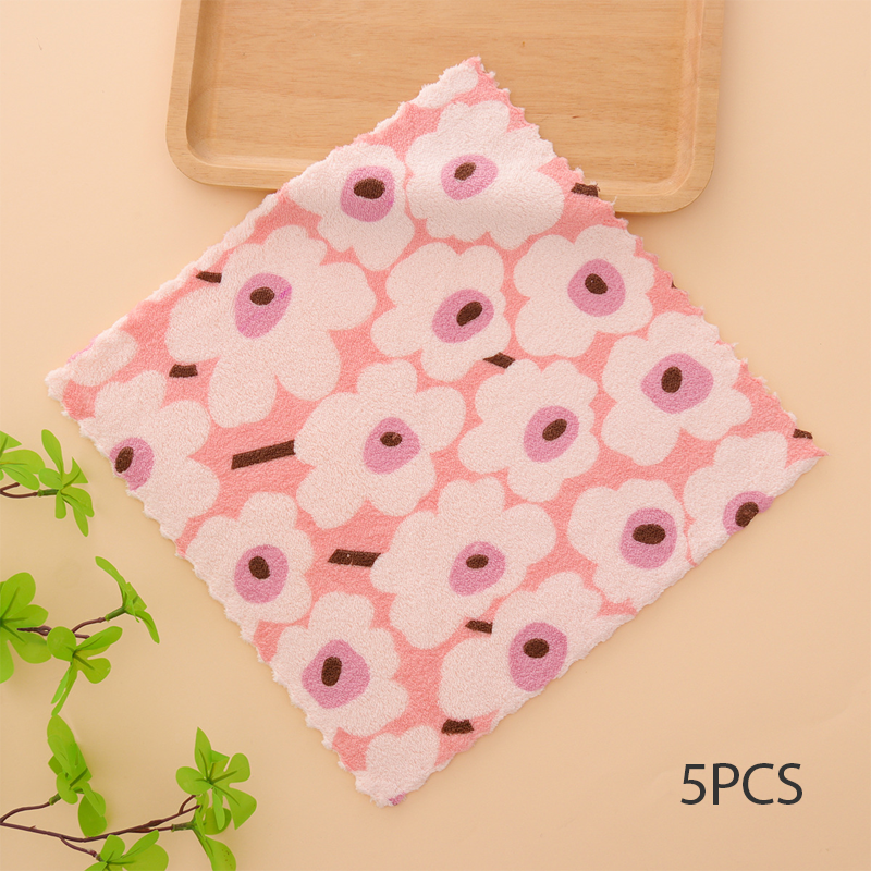 5PCS Coral Flannel Dishcloths for Home Use