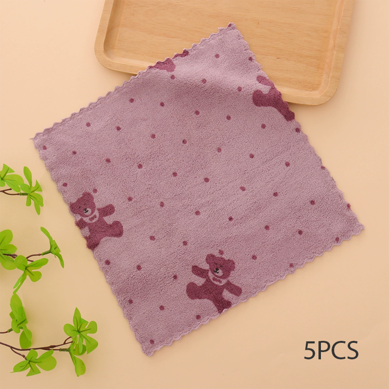 5PCS Coral Flannel Dishcloths for Home Use