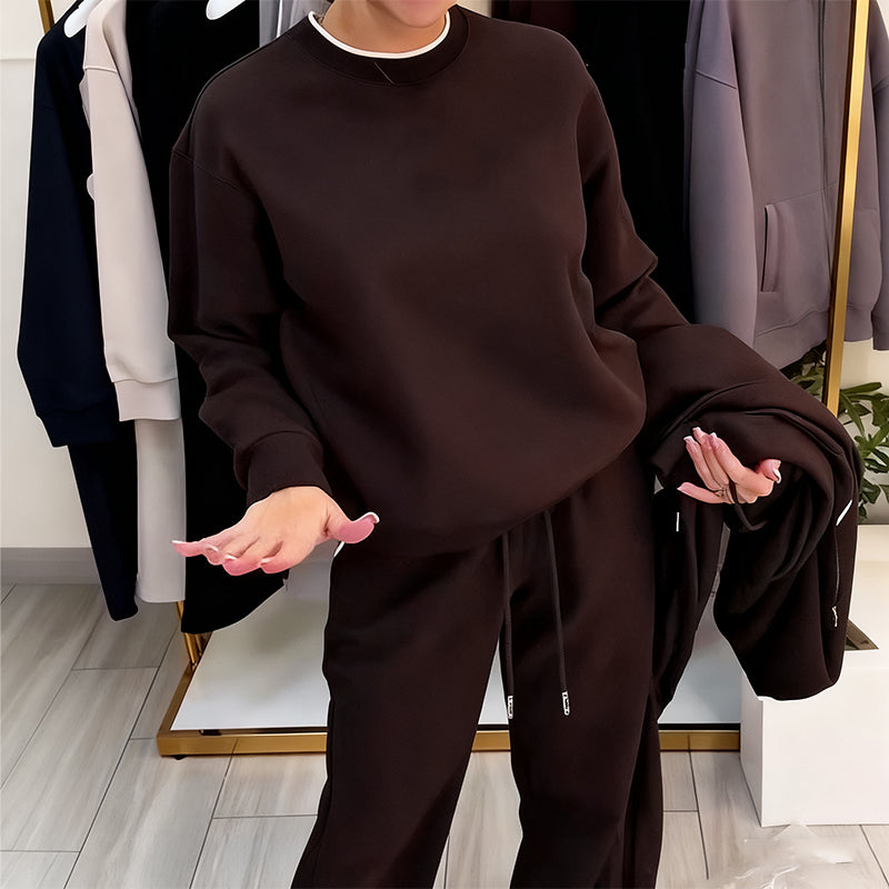 Women's Fashion Round Neck Tops & Pants 2-Piece Set