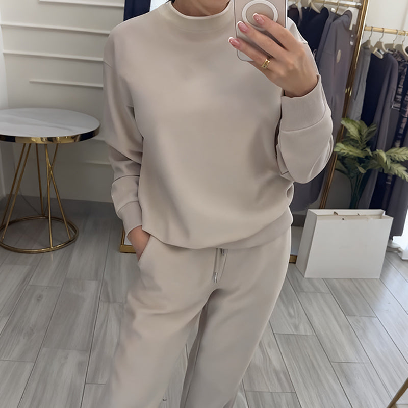Women's Fashion Round Neck Tops & Pants 2-Piece Set