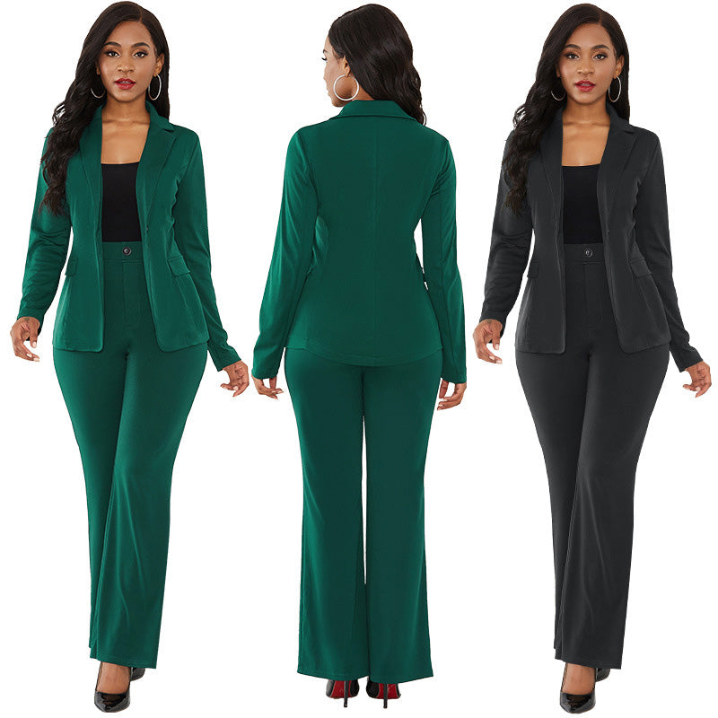🔥Women's Business Solid Blazer & Pants 2-Piece Set