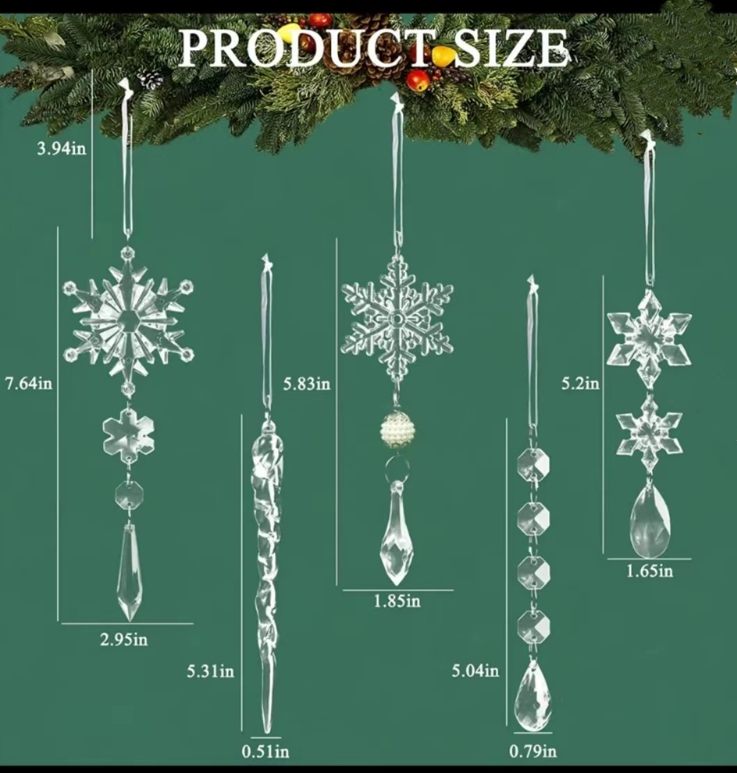 🎅🎄Winter New Year Party Supplies Set❄️Crystal Christmas Snowflake Ornaments