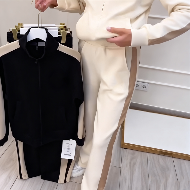 Women's Solid Color Zip Up Sports Suit