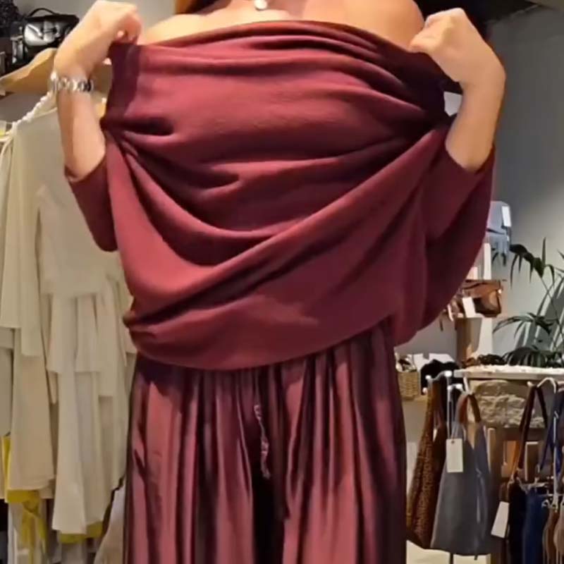 Elegant Off-the-Shoulder Top & Wide-Leg Pants Set