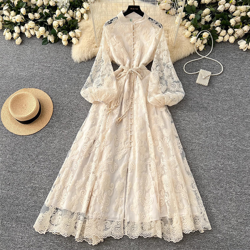 ๐ 2026 Fresh Wardrobe | Vintage Embroidered Lantern Dress | Perfect for Daily Elegance โจใ-60%ใ