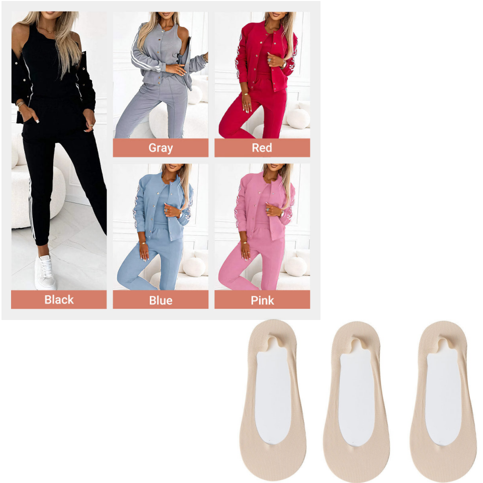 Women's Casual 3-Piece Set - Jacket, Tank Top & Pants