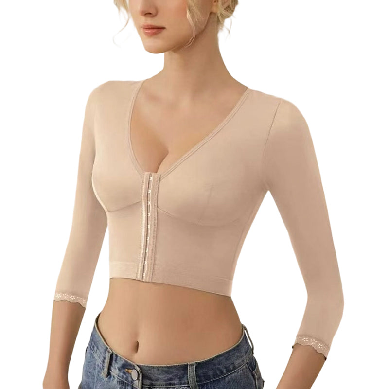 Women’s V-Neck Compression Top with Front Closure