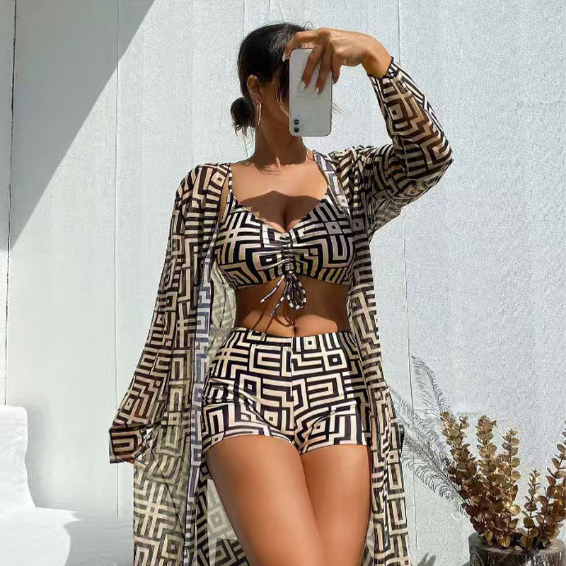 š¢š¢50% OFF !! ā°Women's 3-Piece Geometric Print Swimwear Set