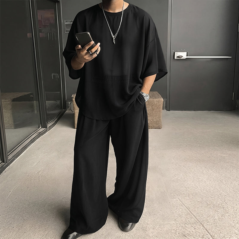 🥳SUMMER HOT SALE🥳💞50K+ SOLD!💥50% OFF! 🔥Men's T-Shirt & Wide-Leg Pants 2-Piece Set